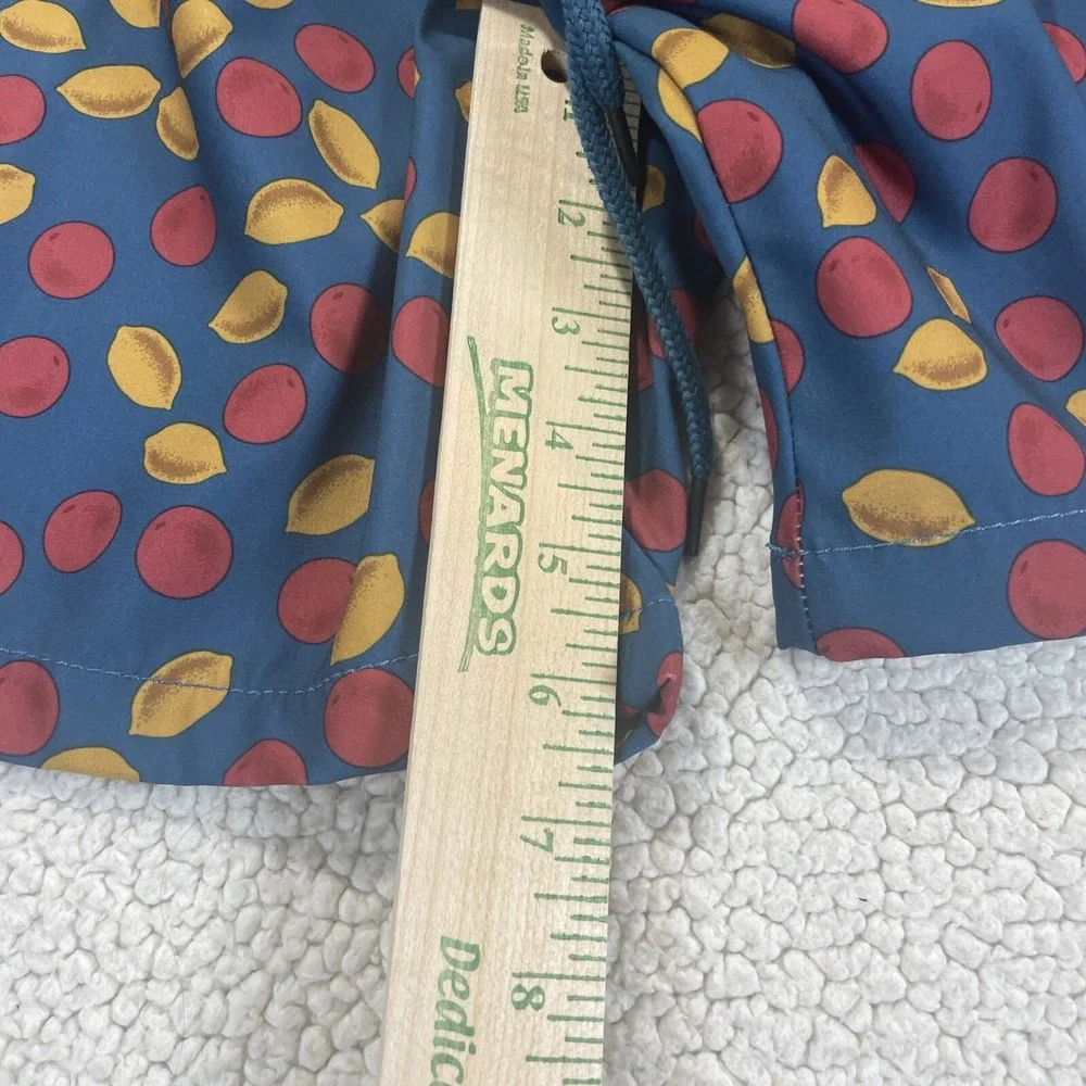 Lucky Brand Swim Trunks Mens Large Blue Fruit Print Saturday‎ Stretch Shorts